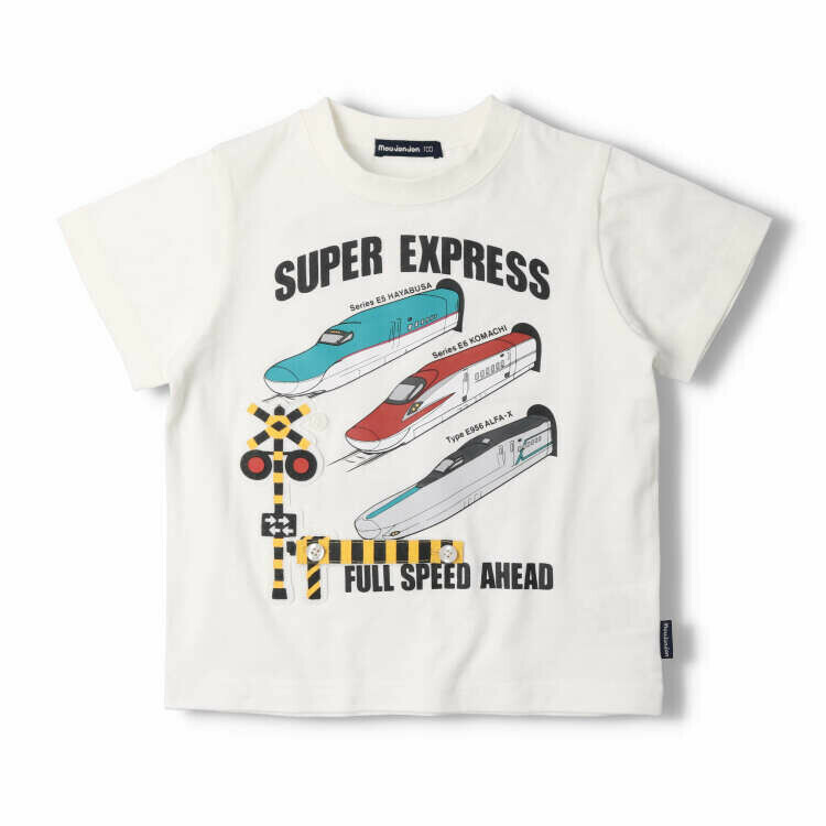 Moujonjon 新幹線列車機械道口短袖 Tee - 白色