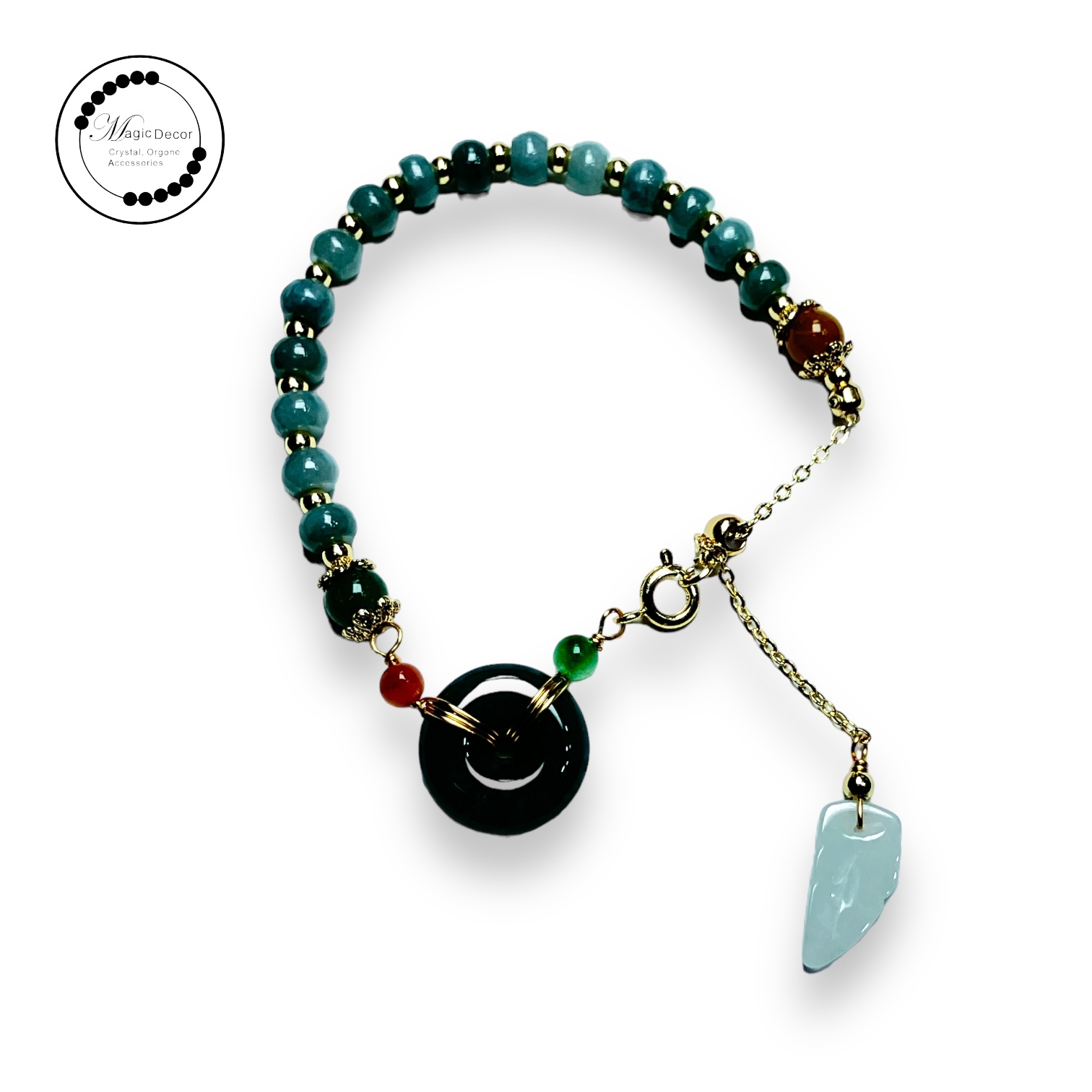 0720-a11 且末藍水翡翠平安扣拉伸手鏈