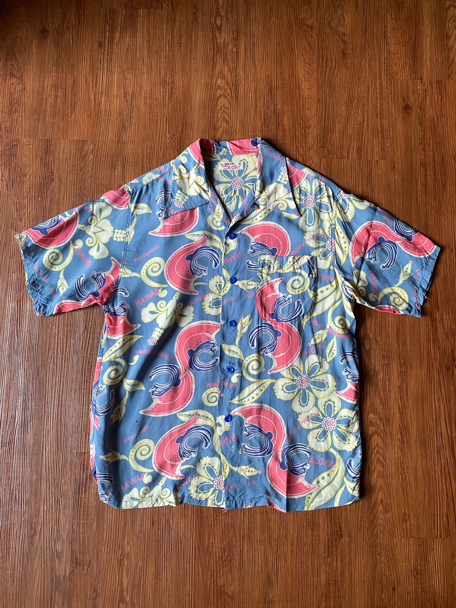 SUN SURF aloha shirts/ 東洋 和柄夏威夷襯衫-電氣氛紫