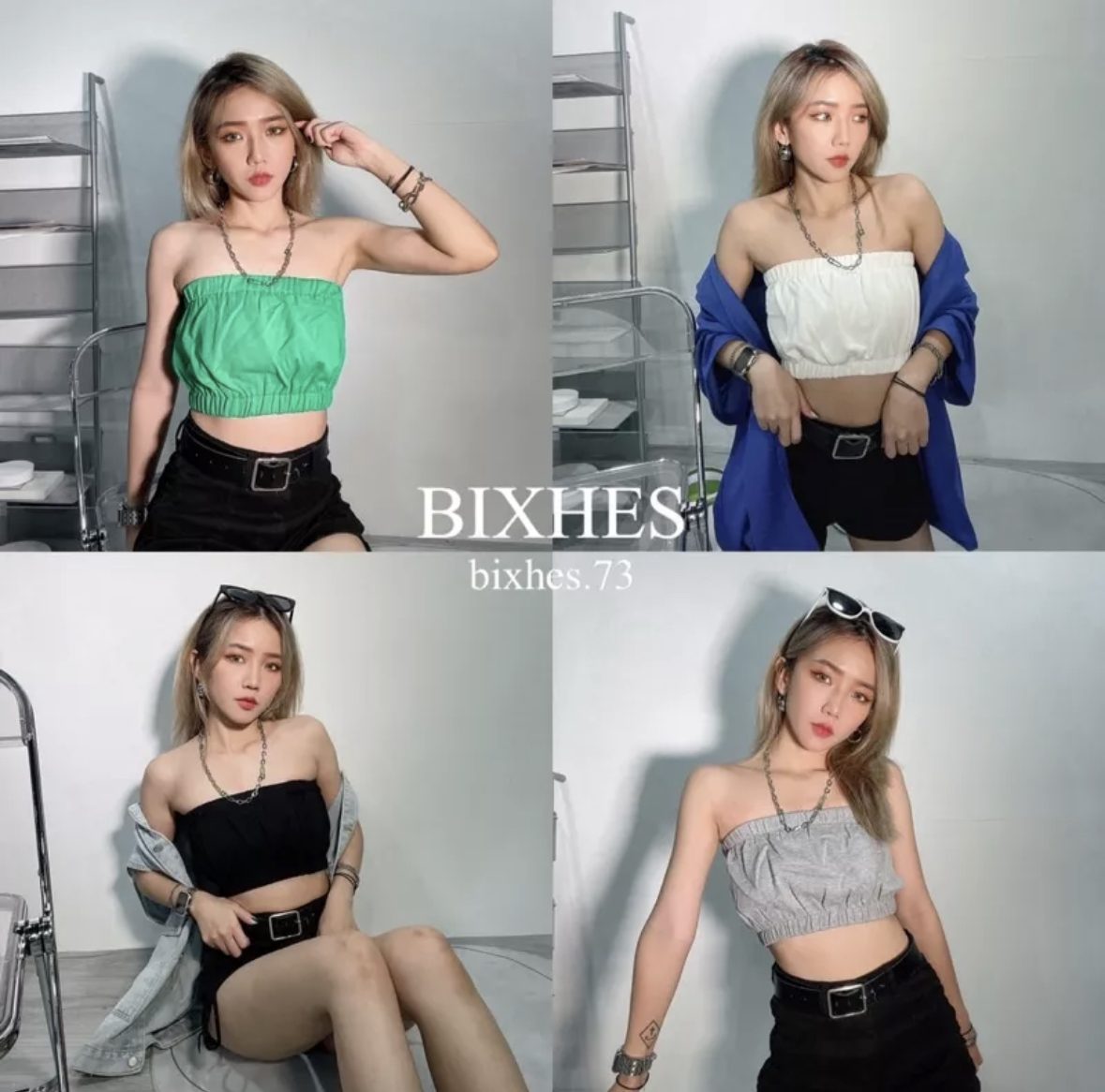 歐美皺摺鬆緊平口背心(C00006)