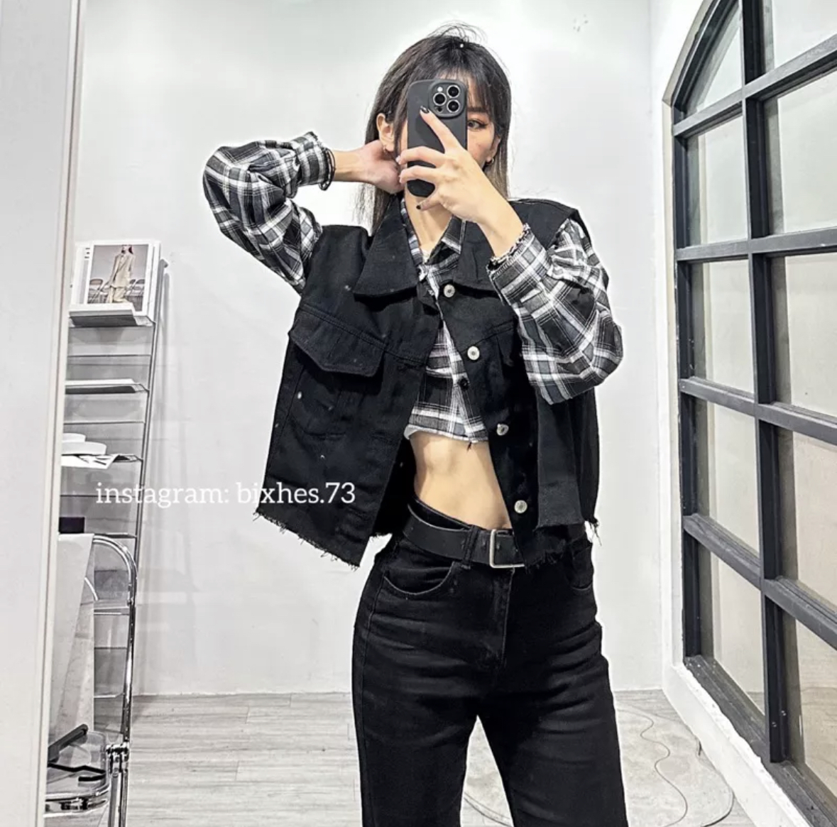 毛邊短款牛仔背心(C00005)