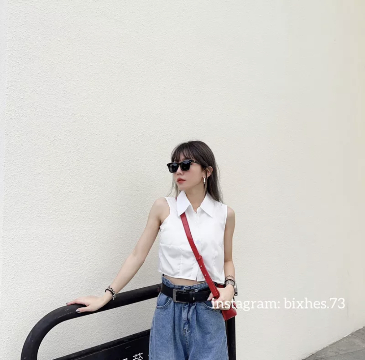 辣妹微透襯衫短背心(C00009)