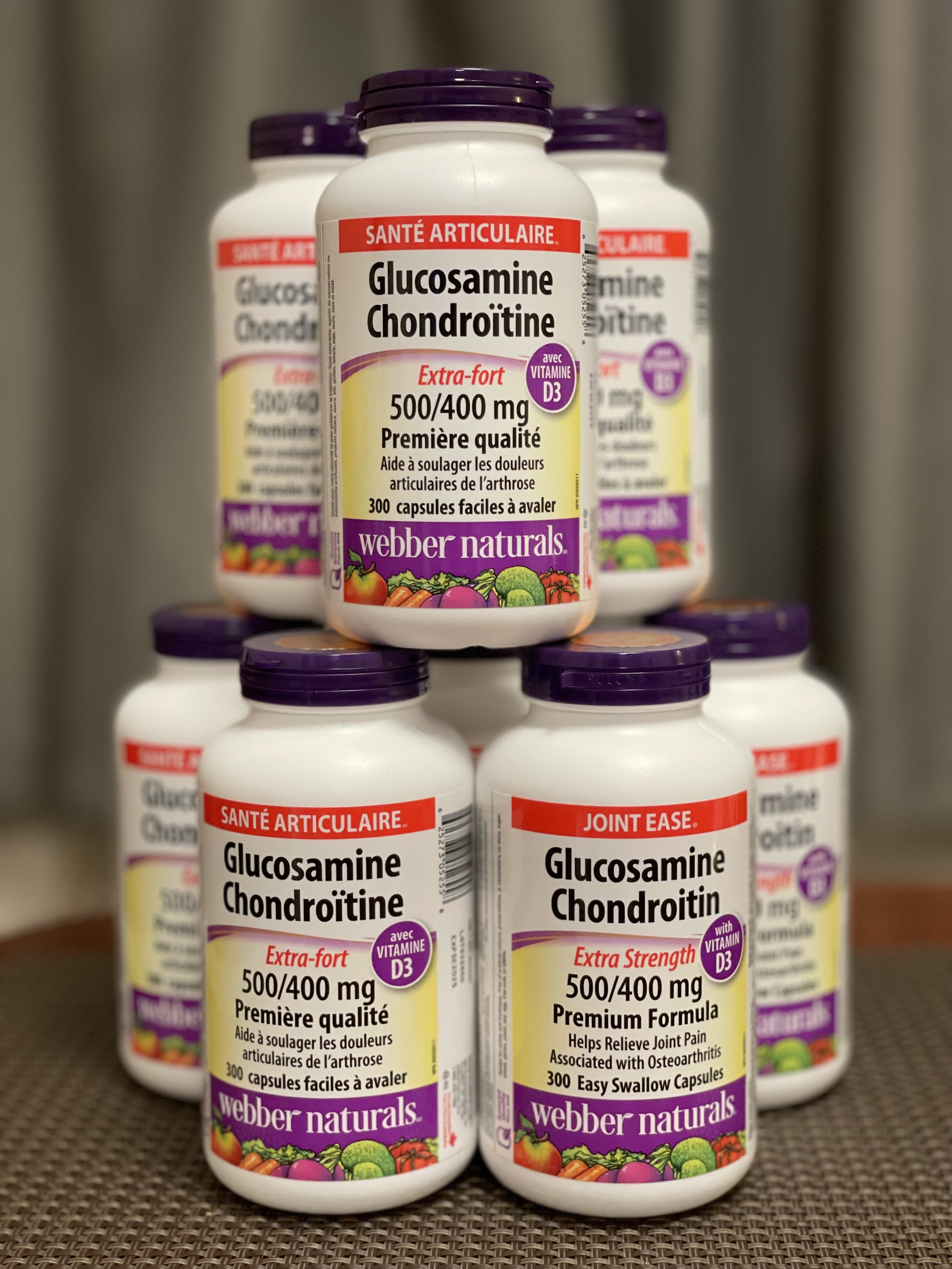 加拿大直送Webber Naturals葡萄糖胺軟骨素+维他命D3膠囊（300粒大份量装）維他命D3膠囊