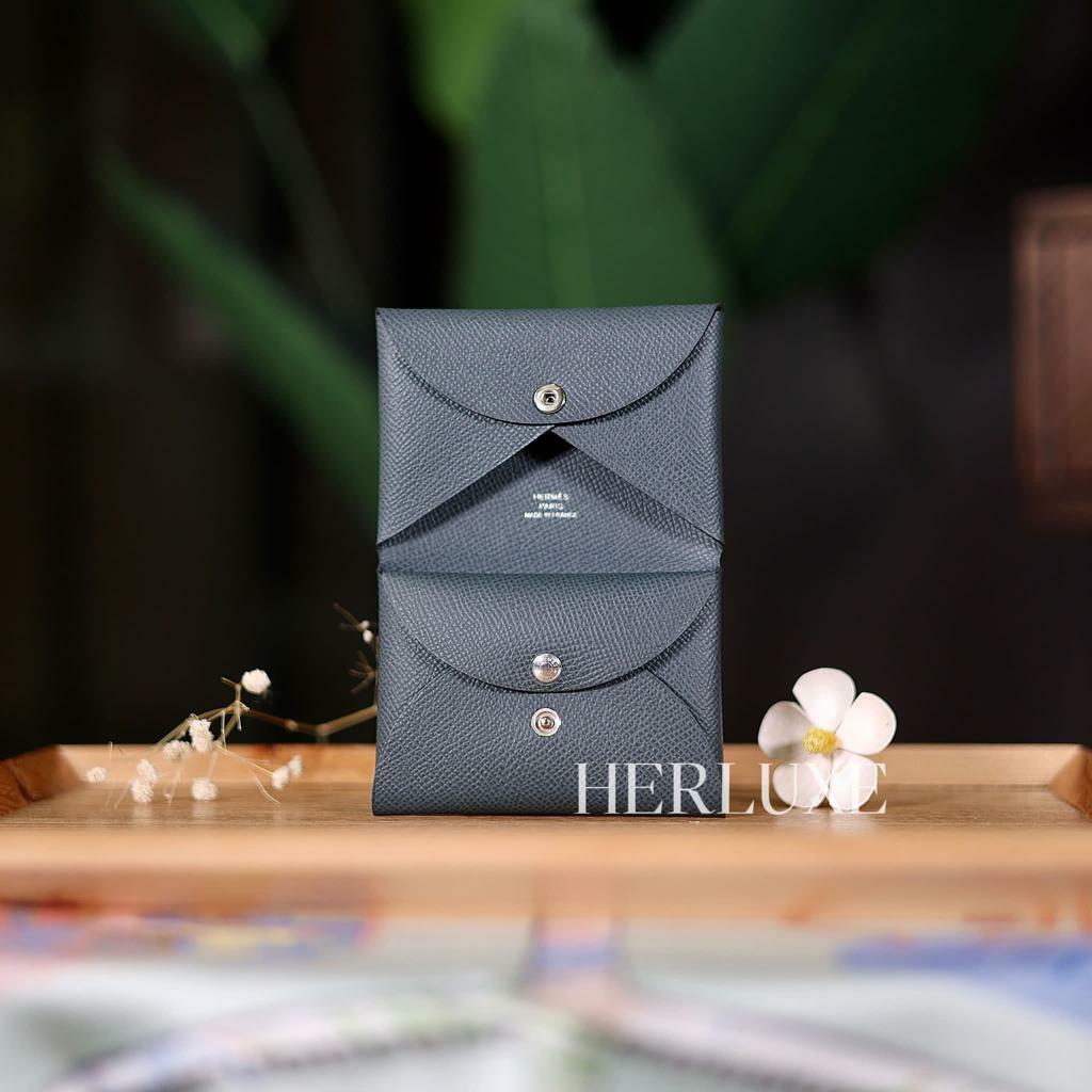 Calvi duo card holder Y7 bleu orage epsom