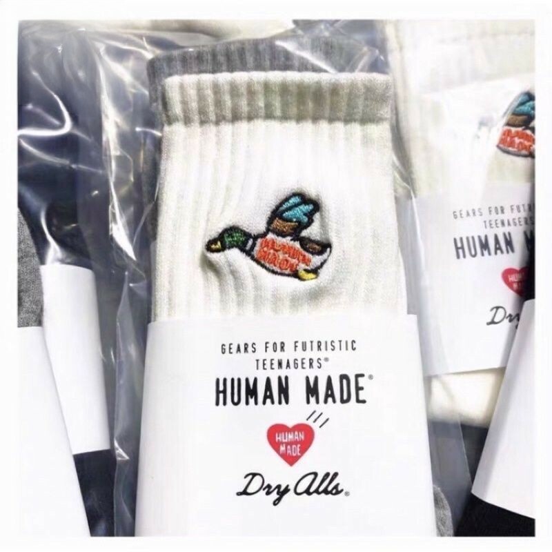HUMAN MADE小飛鴨 鴨子北極熊 刺繡中高筒棉襪 human made長襪