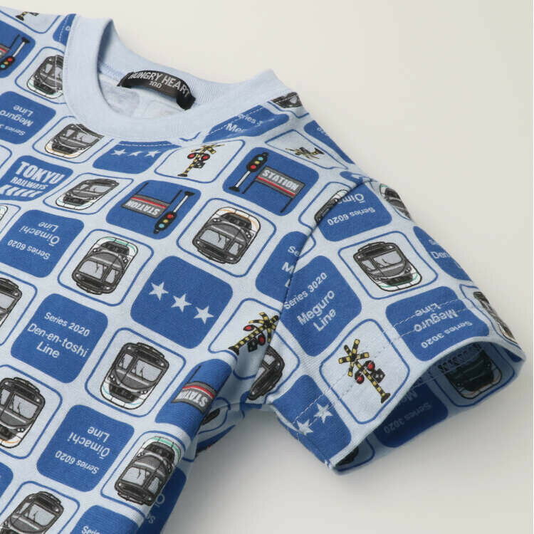 Hungry Heart 日本製東急電車總圖案印花短袖 Tee - 藍色