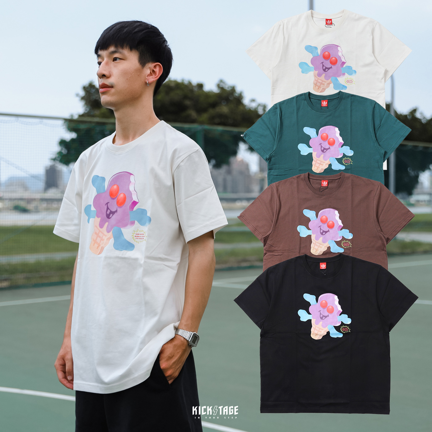 **特價商品售出不退換**BILLIONAIRE BOYS CLUB GUMBALL EYES SS TEE 白色 森林綠 咖啡色 黑色 骷髏甜筒 印花 短T【431-4201】