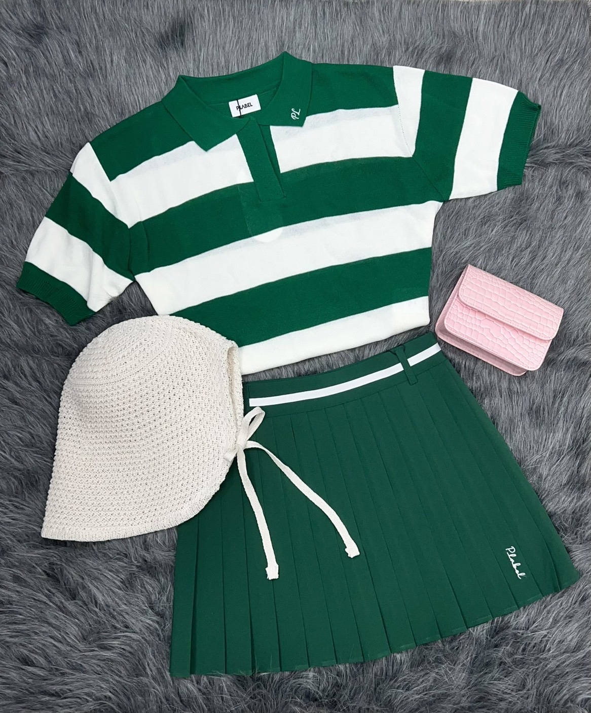 女款 M304 韓國正品P_LABEL同步/韓國休閒條紋透氣針織上衣/韓風翻領潮流運動條紋針織衫/＃ＭＷ112406