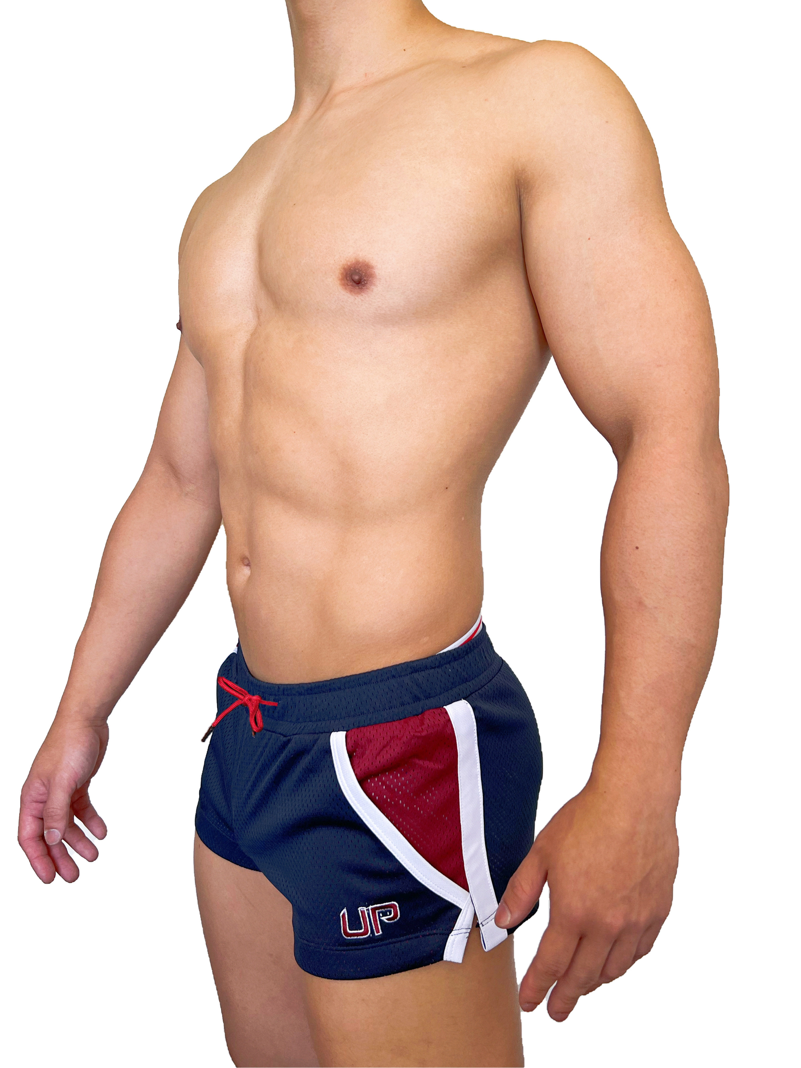 Mesh UP 2.0 超短運動褲 透視藍/酒紅色