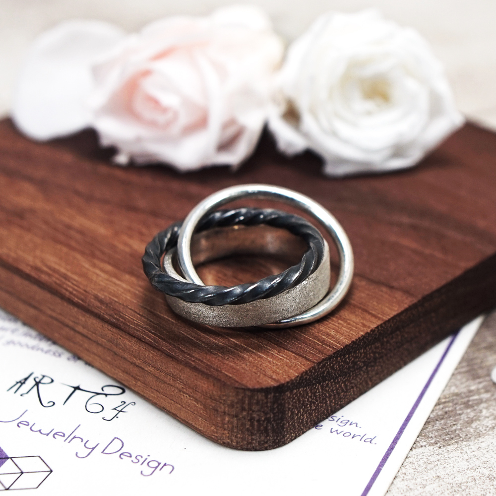 質感三環戒 寬版男戒 925純銀男生戒指 中性銀戒