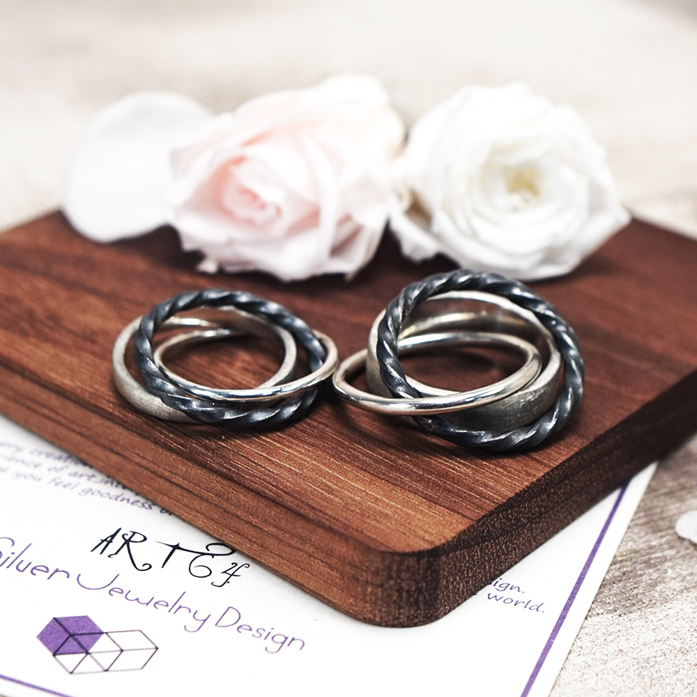 質感三環戒 純銀情侶對戒組 情侶戒指