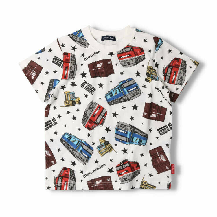Moujonjon JR貨運列車總圖案短袖Tee - 白色