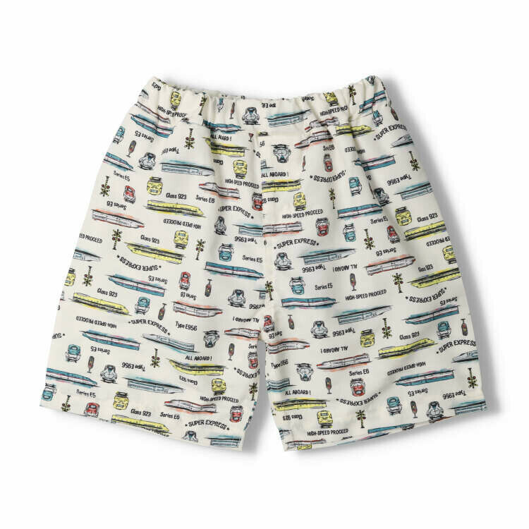 Moujonjon JR 新幹線圖案防 UV 沙灘褲 - 白色