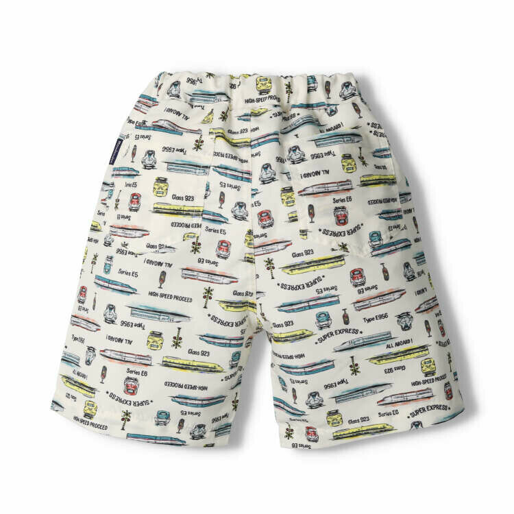 Moujonjon JR 新幹線圖案防 UV 沙灘褲 - 白色