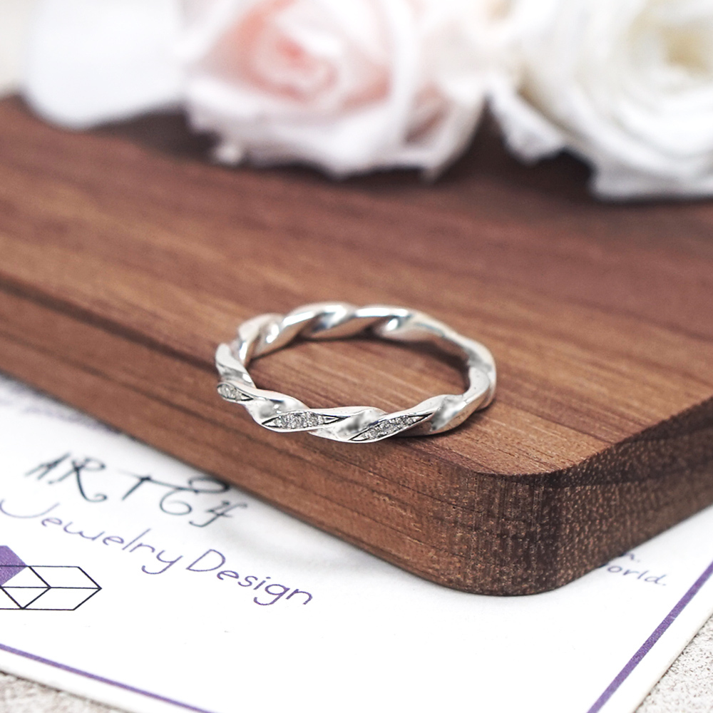 麻花光點戒 細版女戒 925純銀戒指 女生戒指