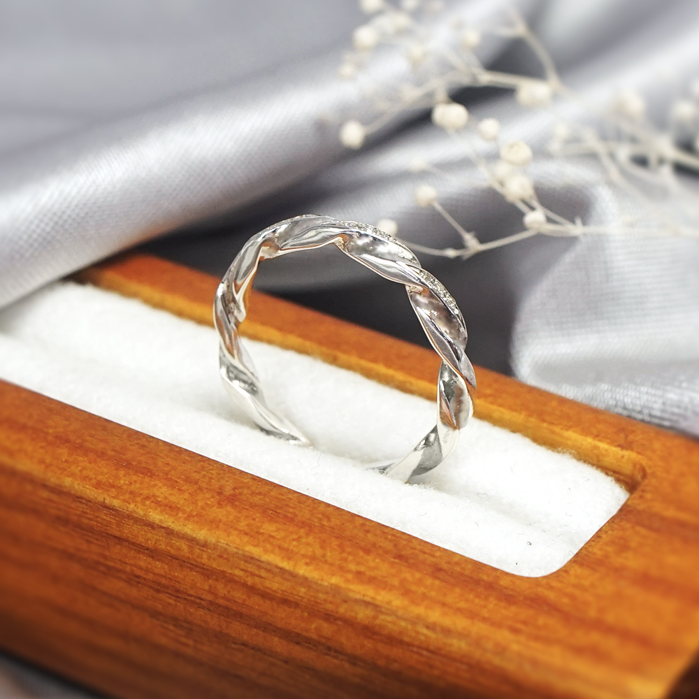 麻花光點戒 細版女戒 925純銀戒指 女生戒指