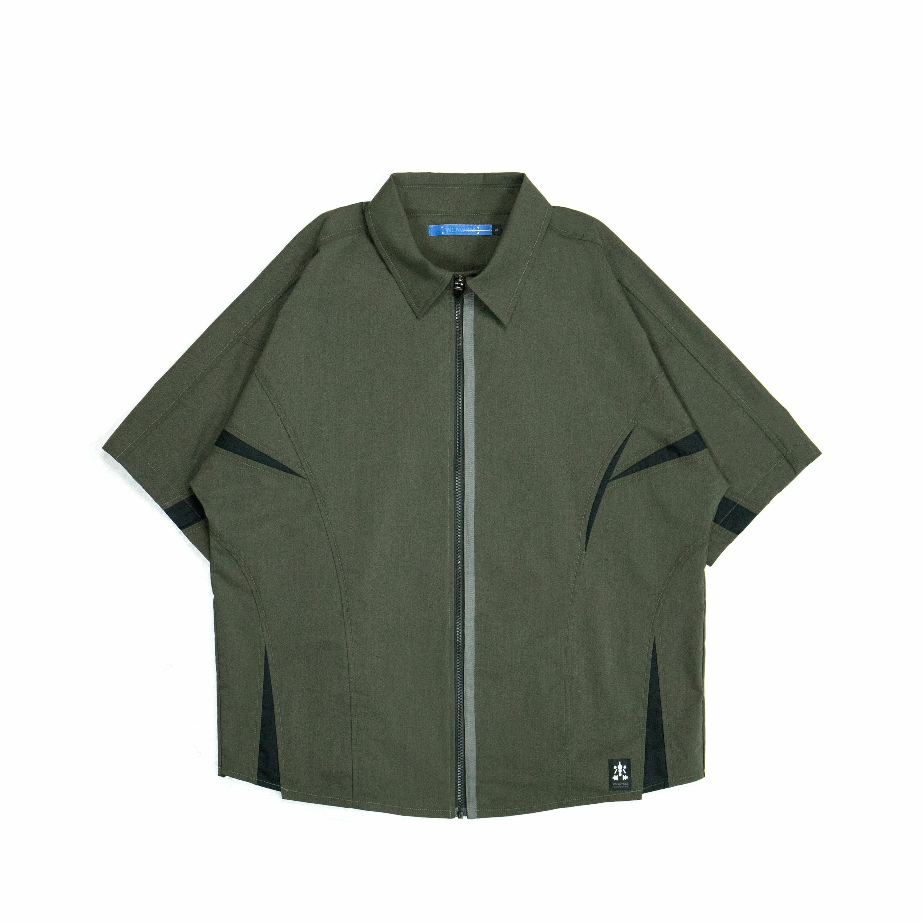 後透氣連肩襯衫- 橄欖綠