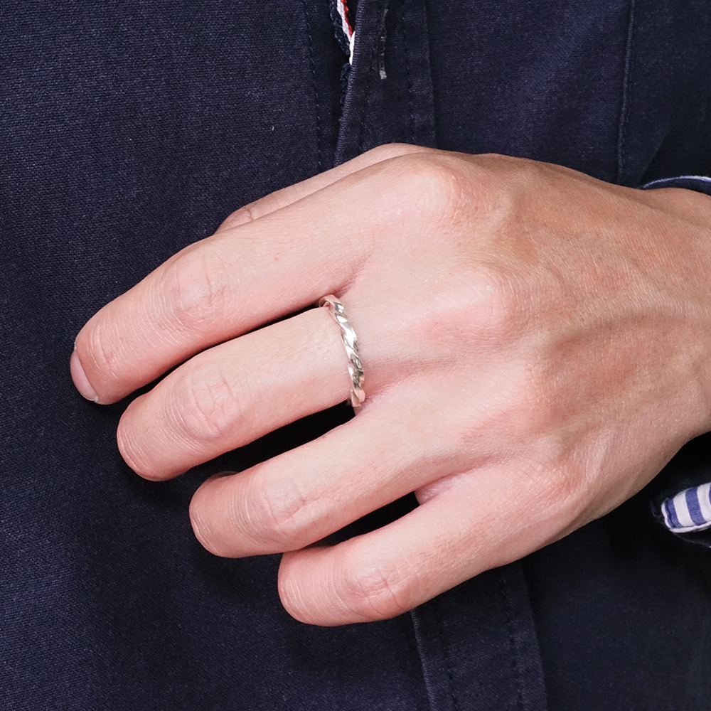 麻花光點戒 寬版男戒 925純銀戒指 男生戒指 中性銀戒
