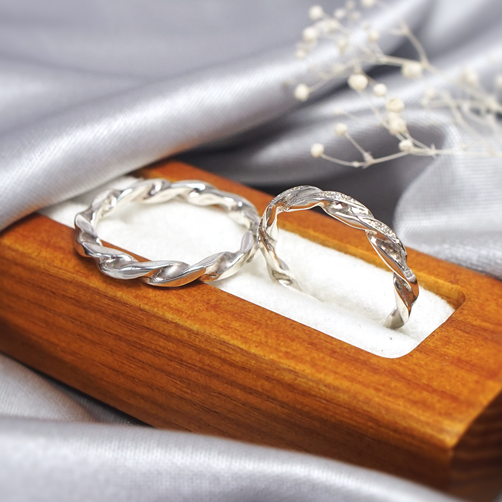 麻花光點戒 純銀情侶對戒組 情侶戒指