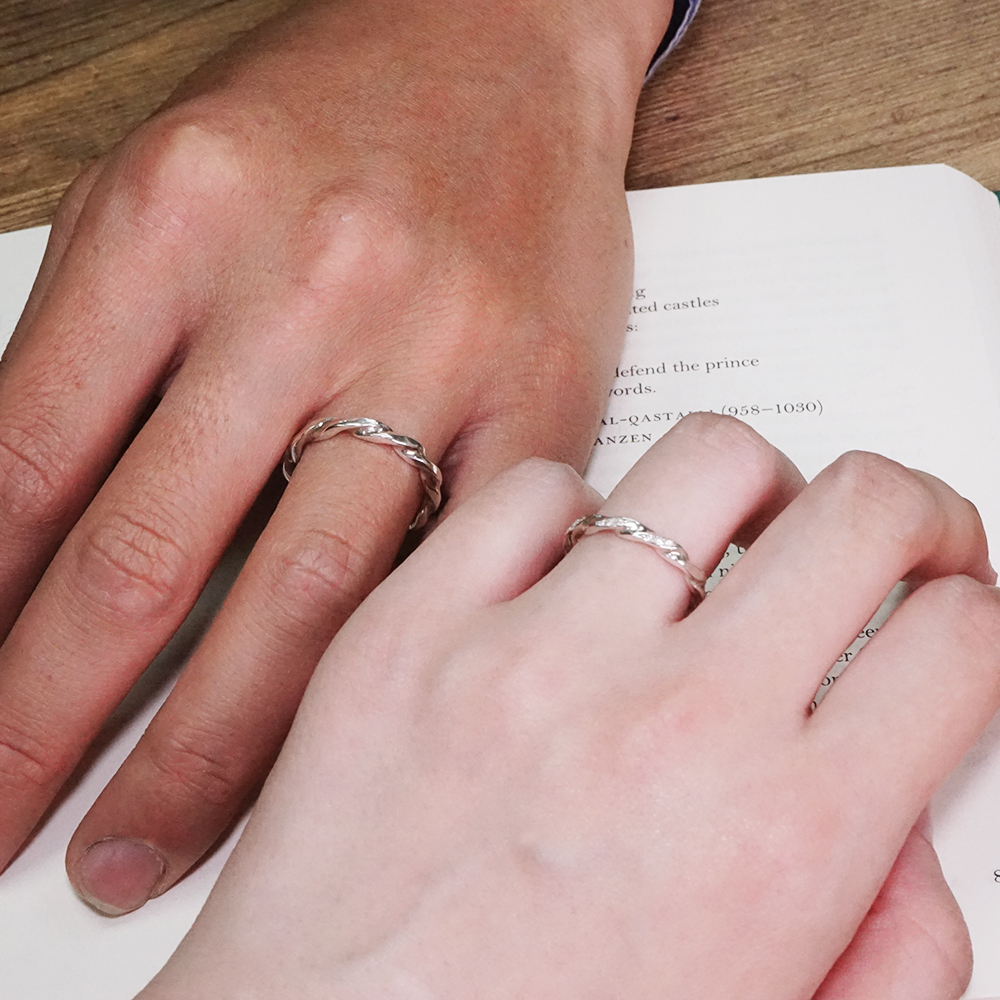 麻花光點戒 純銀情侶對戒組 情侶戒指