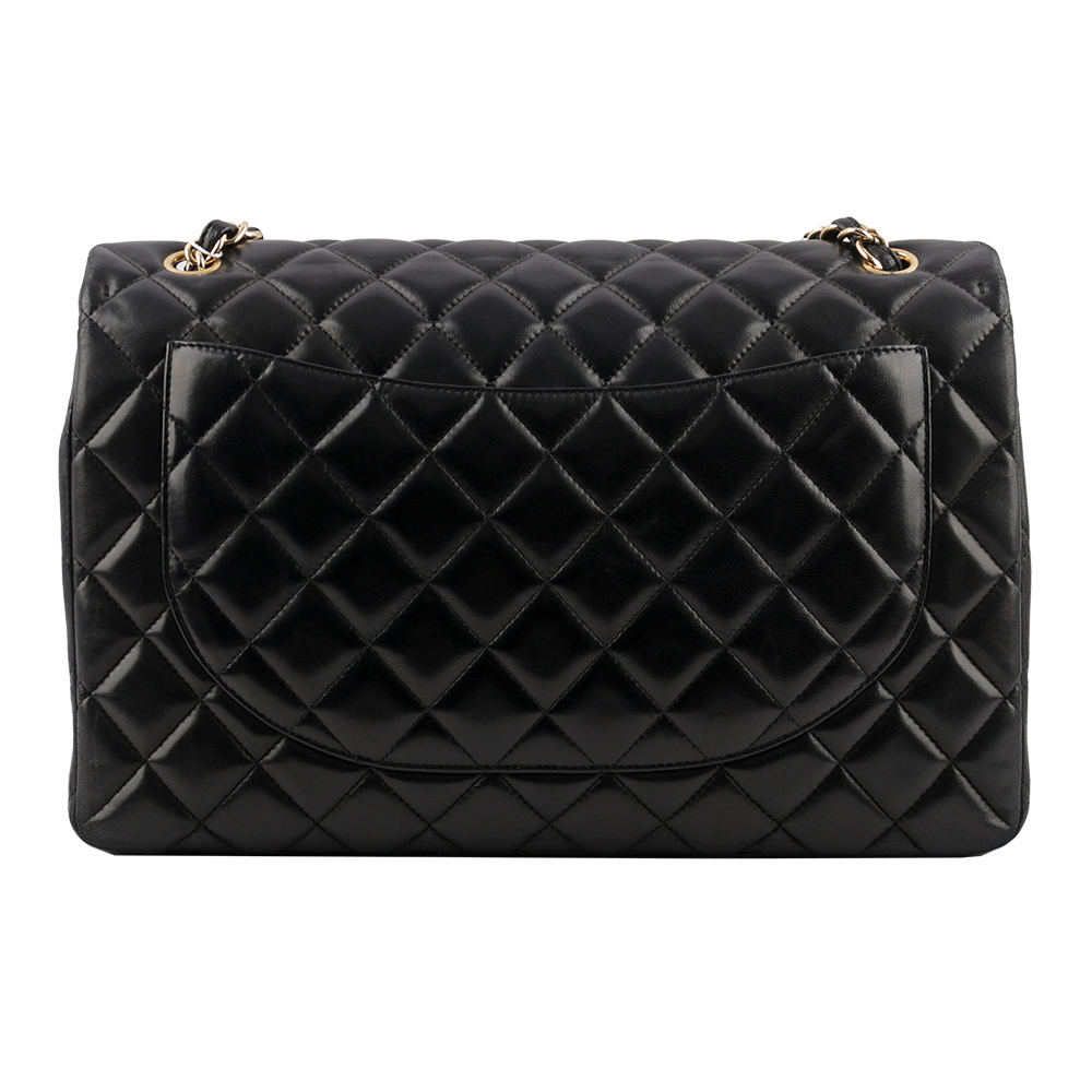 【CHANEL】金釦小羊皮 MAXI JUMBO COCO 口蓋包(黑色) A47600 Y01295 94305