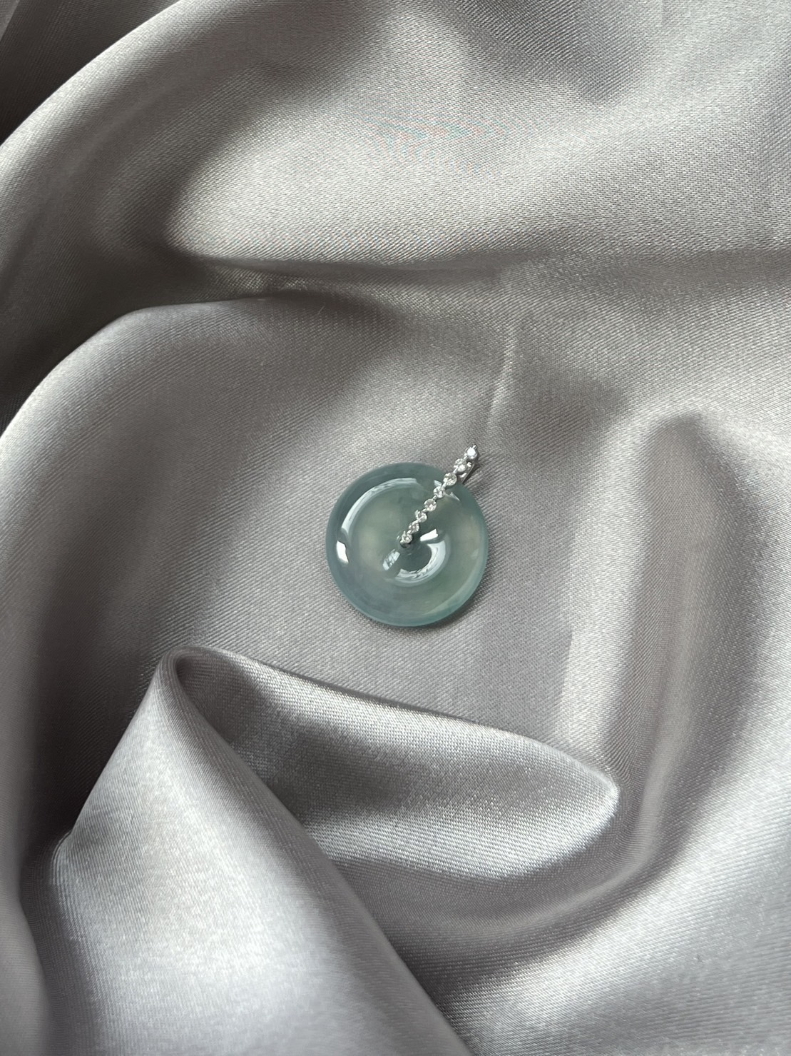 玻璃種藍翡飄花平安扣18K