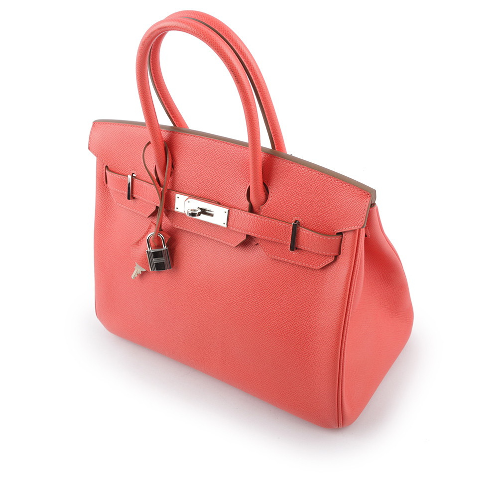 【HERMES】Birkin 銀釦 Epsom皮 30cm (粉橘色) HE12000242