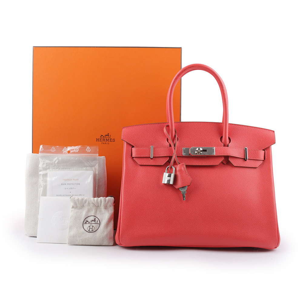 【HERMES】Birkin 銀釦 Epsom皮 30cm (粉橘色) HE12000242