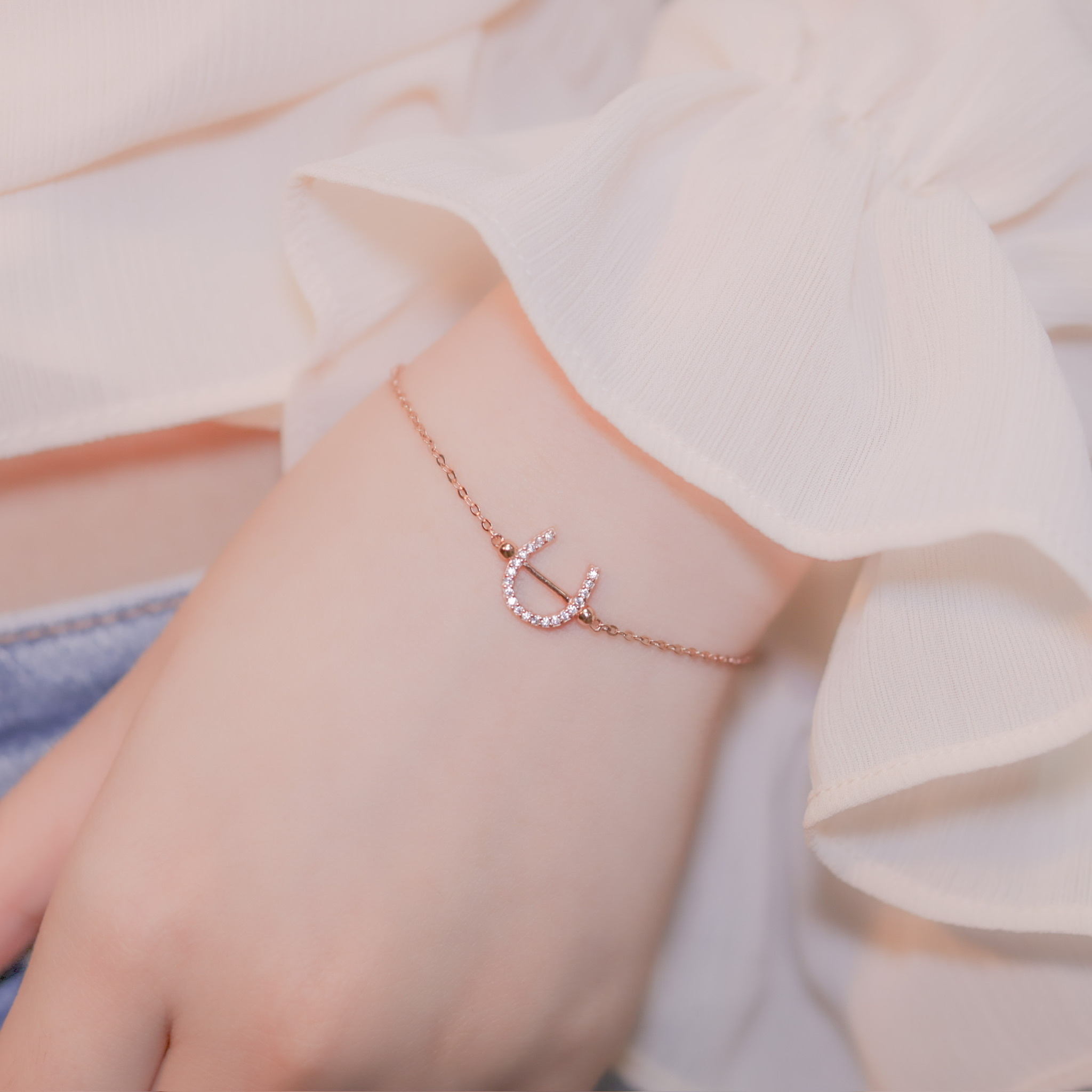 | 925純銀・ 玫瑰金 | U扣手鏈 | BR0714 |