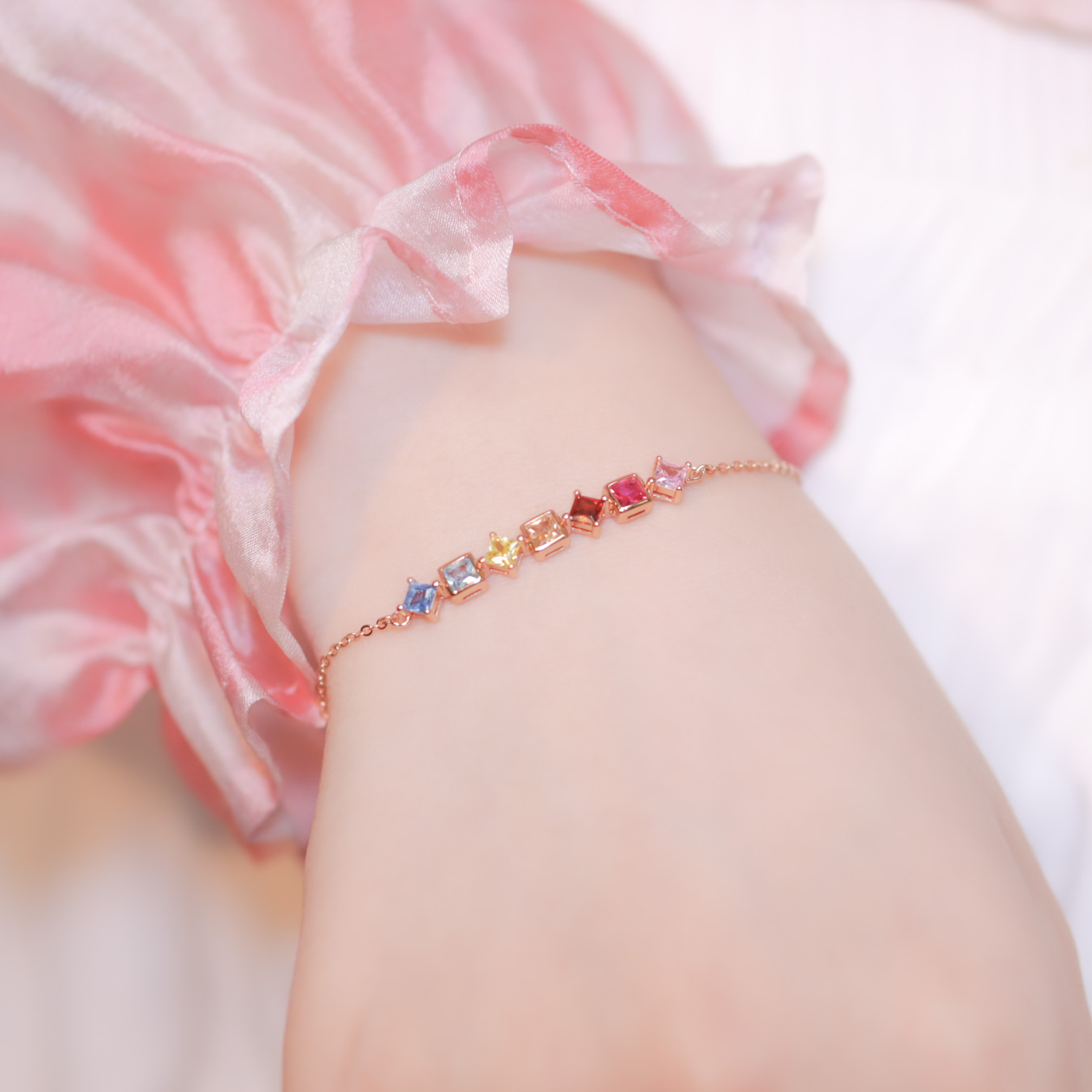 | 925純銀・白金・ 玫瑰金 | 小繽紛手鏈 (銀 / 玫瑰金) | BR0680 |