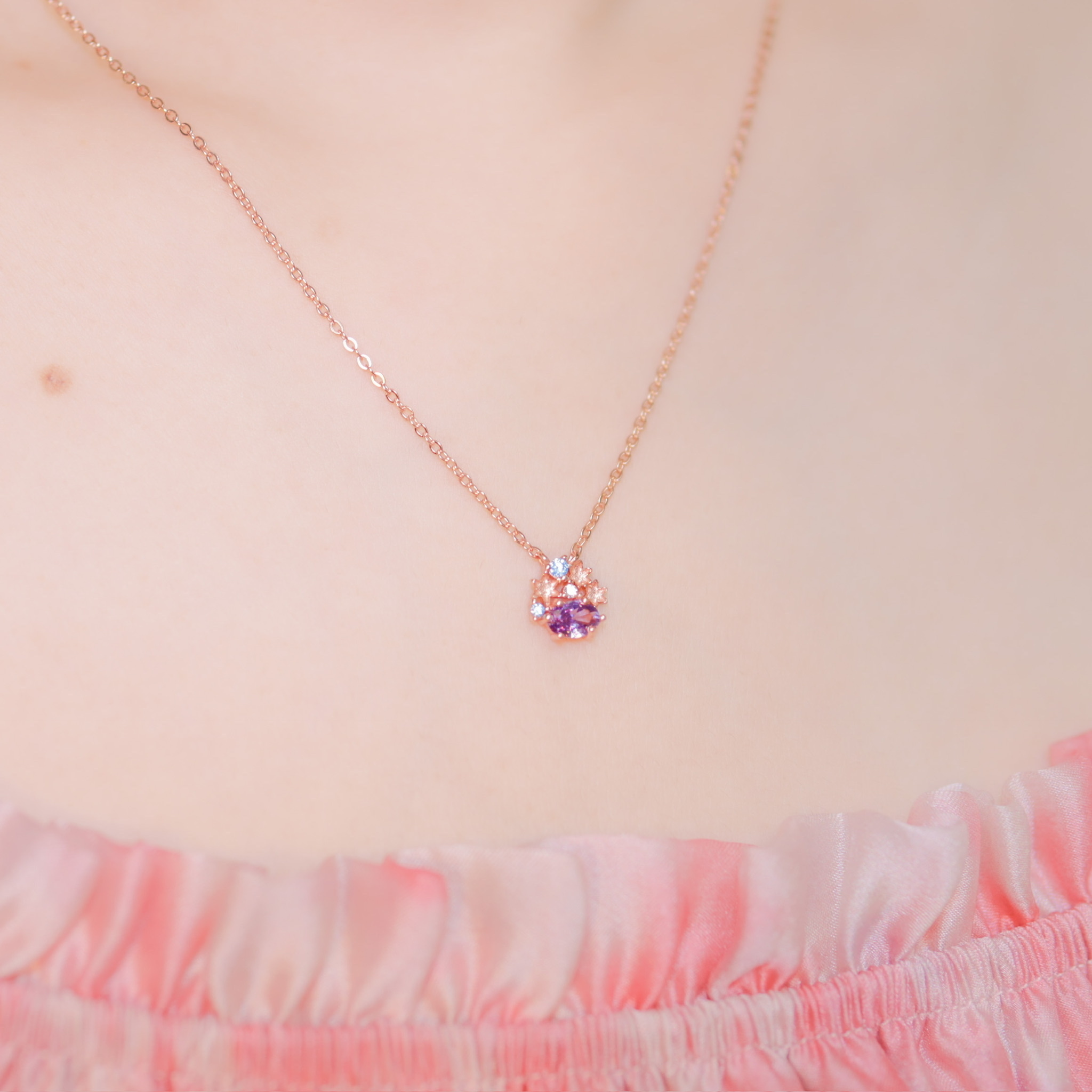 | 925 Silver・Rose Gold | Purple Garden Necklace | NE0645 |