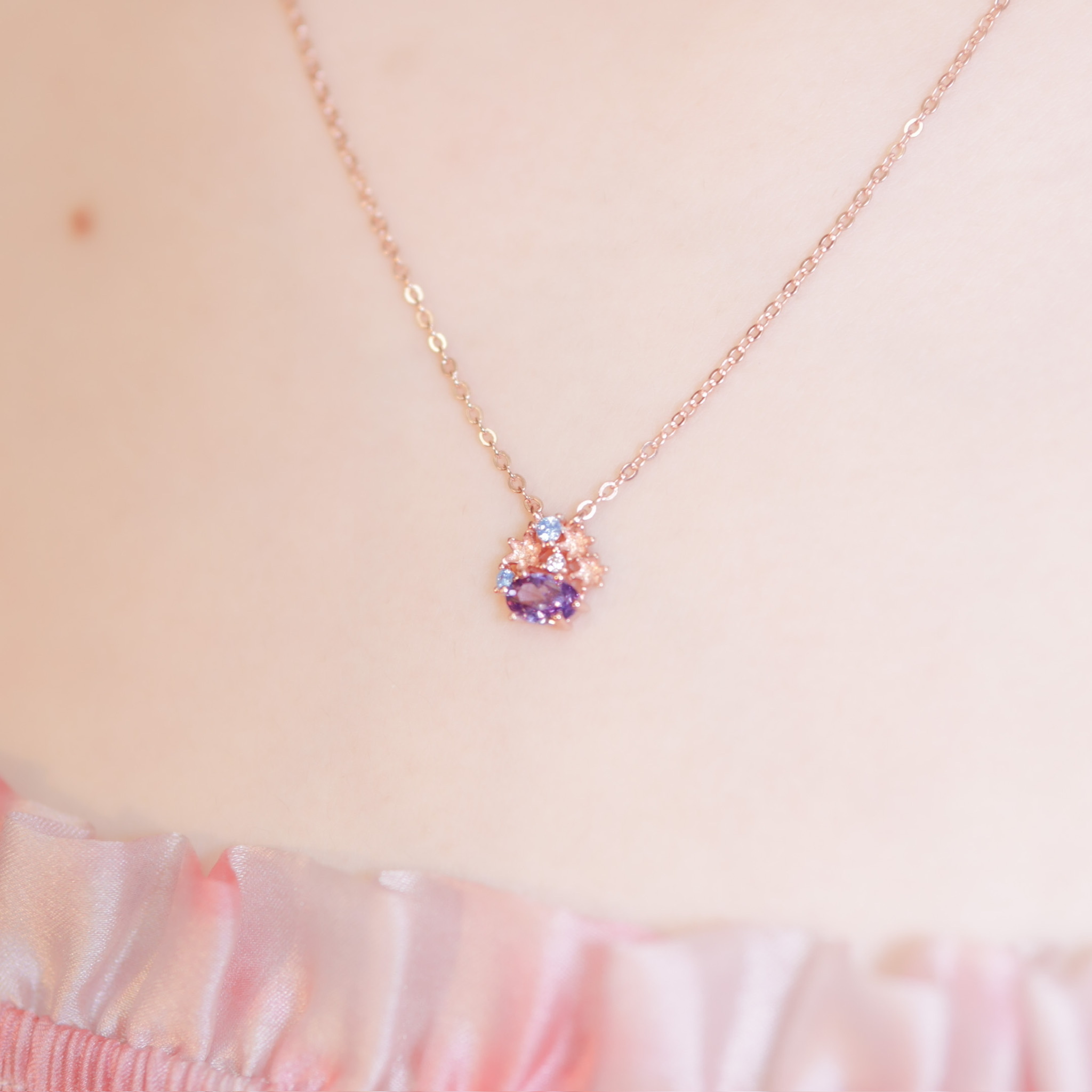 | 925 Silver・Rose Gold | Purple Garden Necklace | NE0645 |