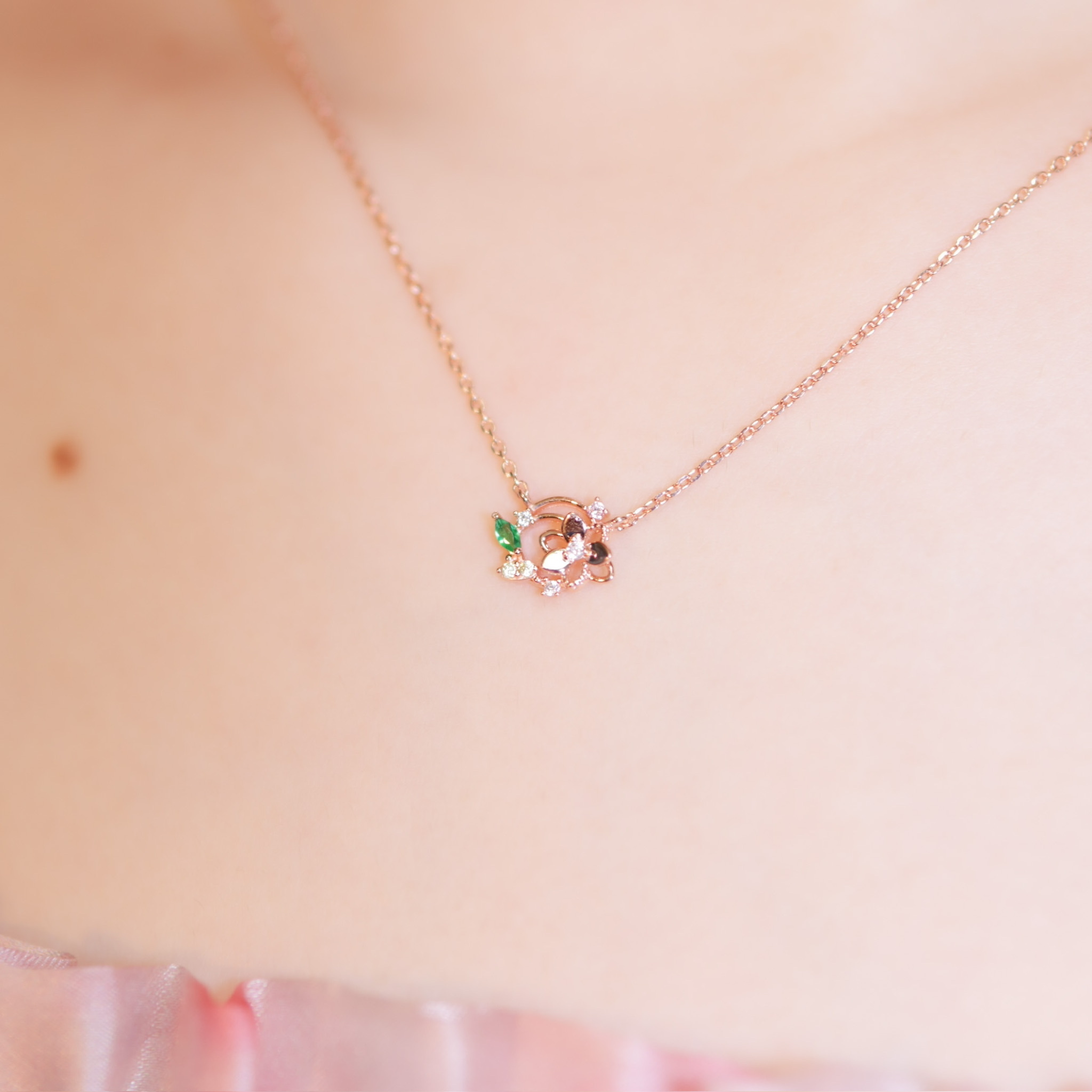 | 925 Silver・ Rose Gold | Warm Flower Necklace  | NE0741 |