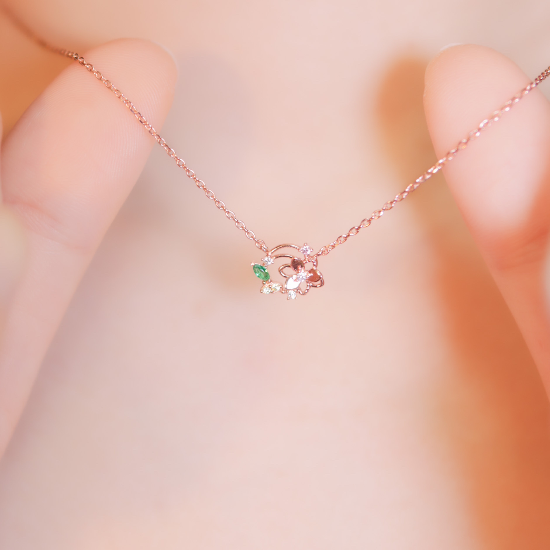 | 925 Silver・ Rose Gold | Warm Flower Necklace  | NE0741 |