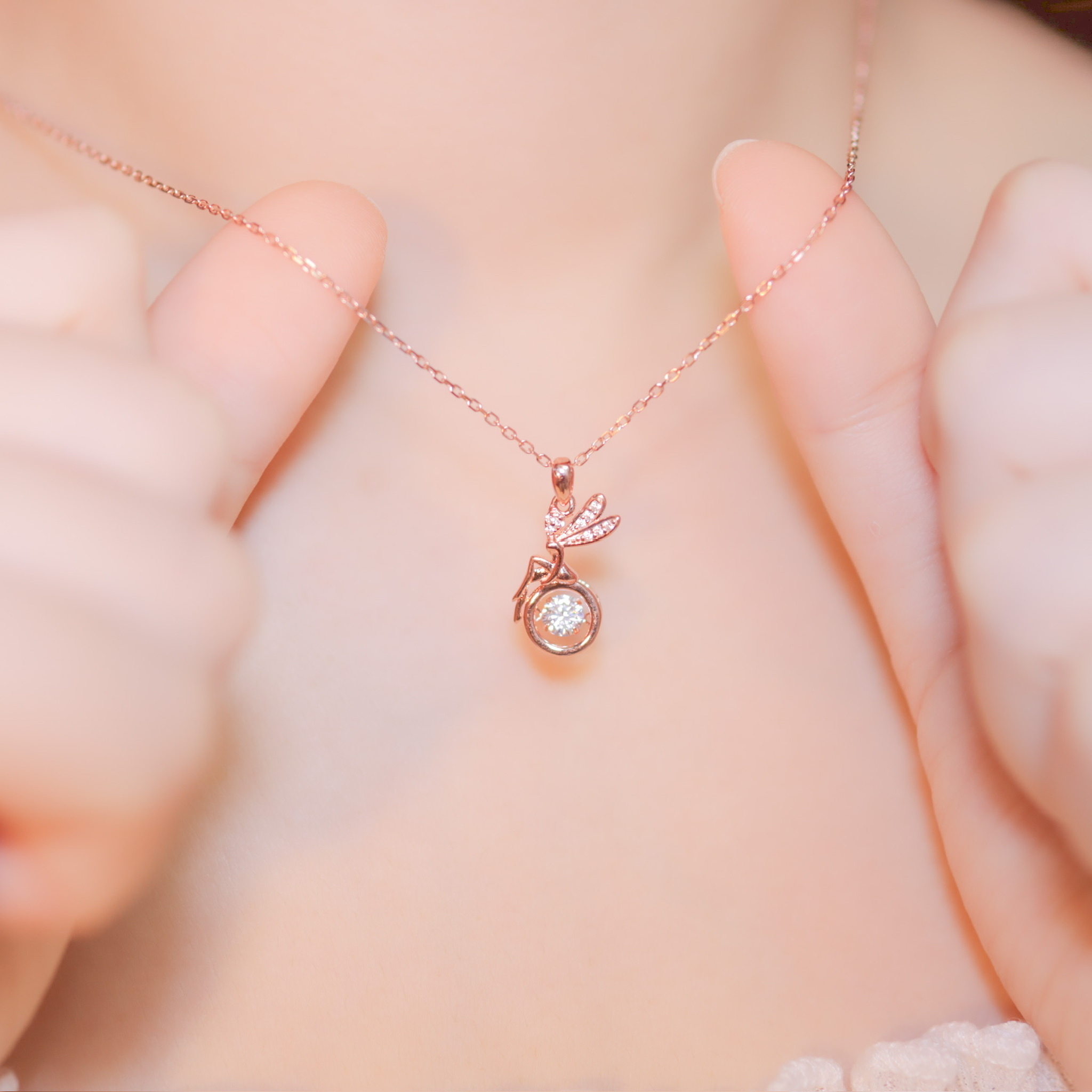 | 925 Silver・White Gold・Rose Gold | Dancing Little Angel Necklace（Silver / Rose Gold） | NE0653 |