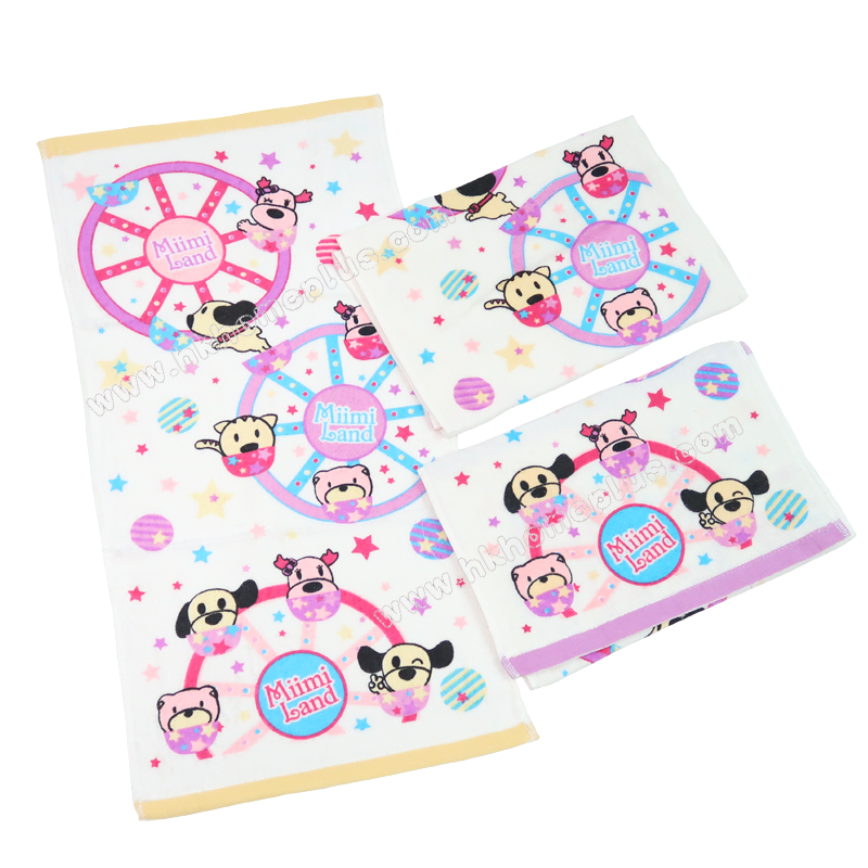 3條裝 興隆: 台灣製 動物遊樂場印花童巾 4970207-2