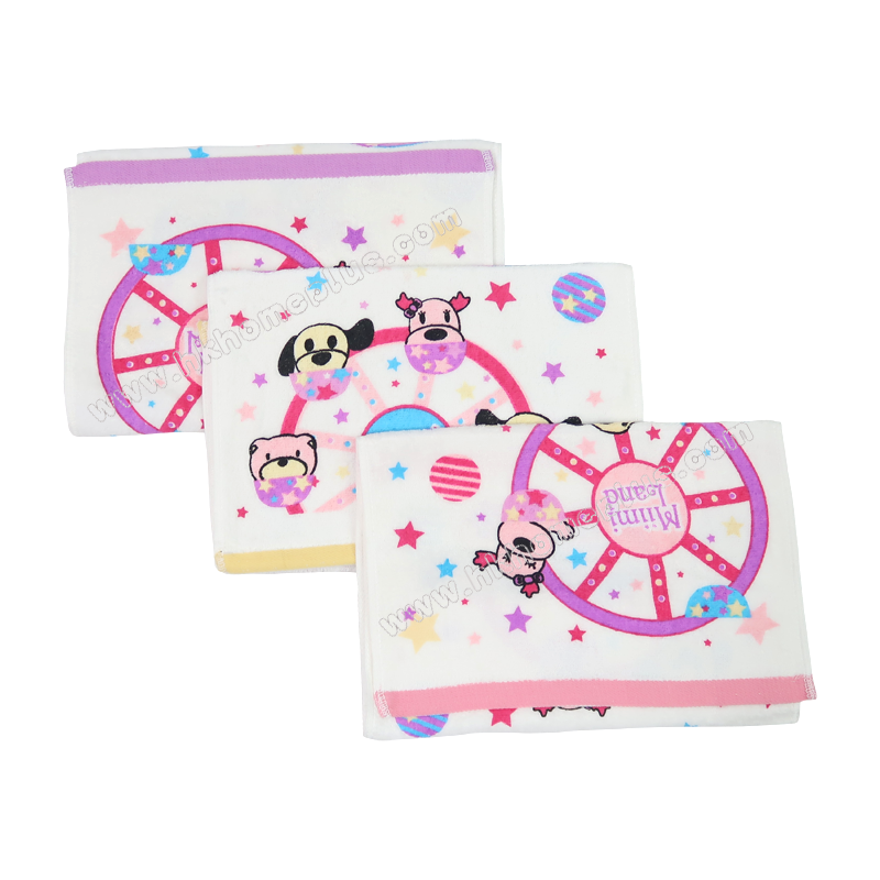 3條裝 興隆: 台灣製 動物遊樂場印花童巾 4970207-2