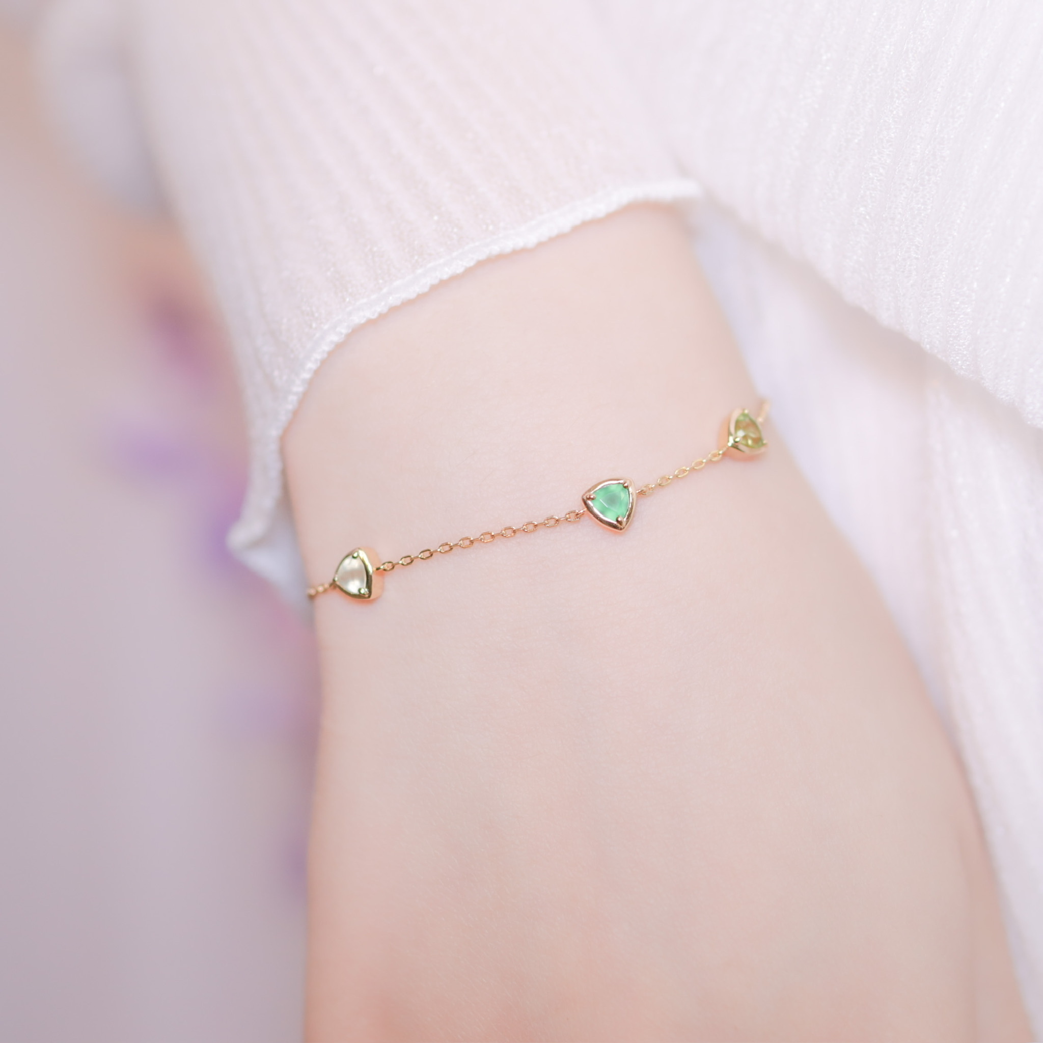 | 925 Silver・Gold・Olivine・Prehnite | Coral Sea Bracelet | BR0702 |