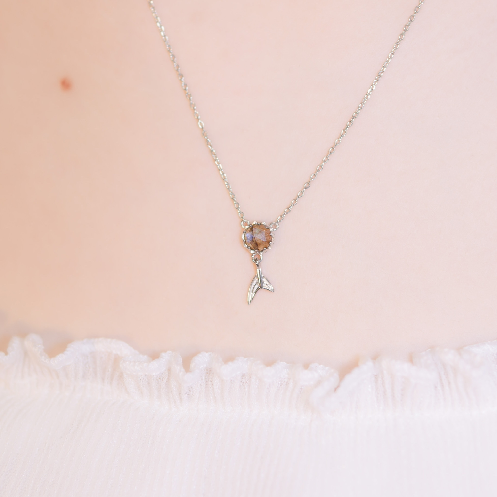 | 925純銀・拉長石 |  美人魚項鍊 | NE0504 |