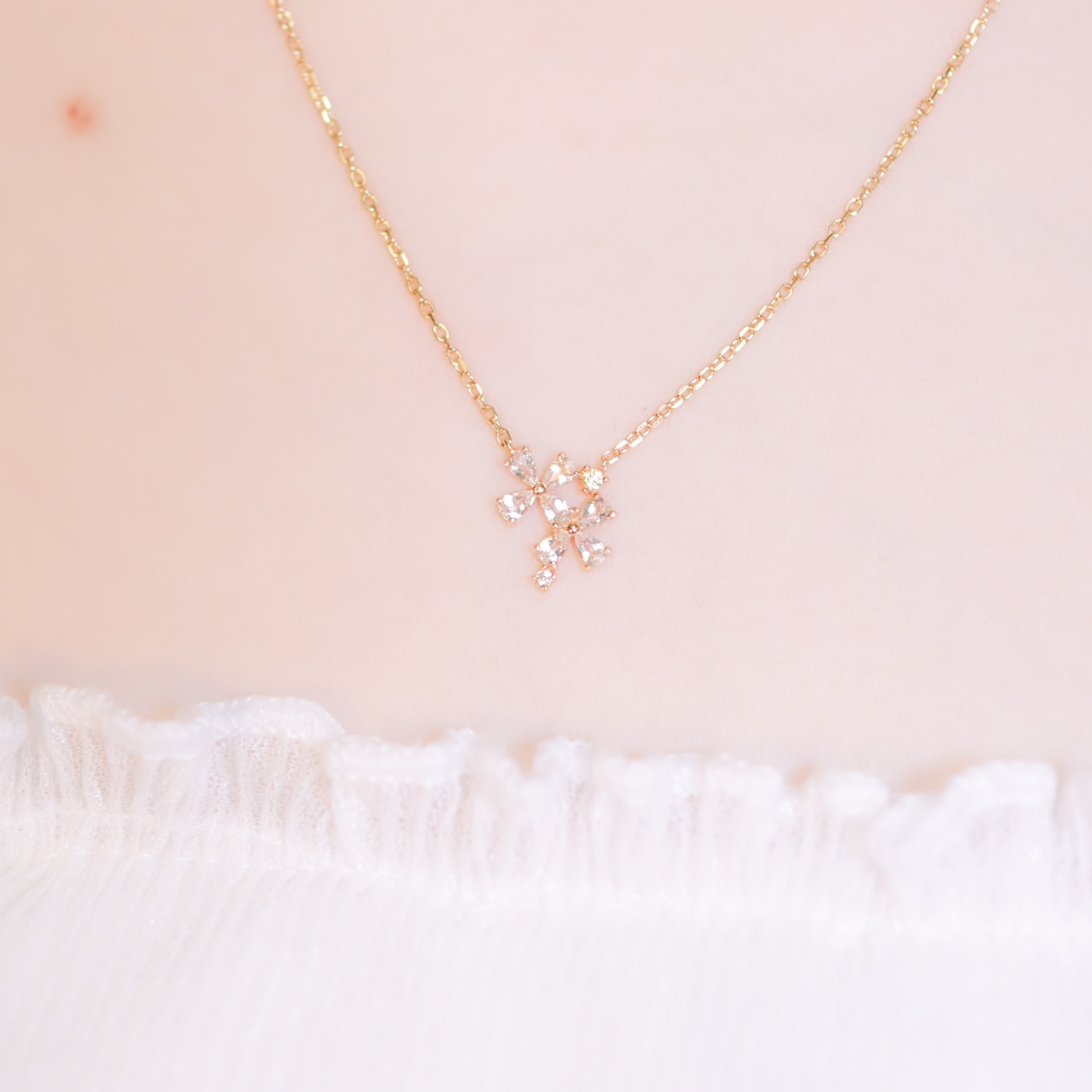 | 925 Silver・14k Gold・Pink Quartz | Sakura Forest Necklace | NE0516 |