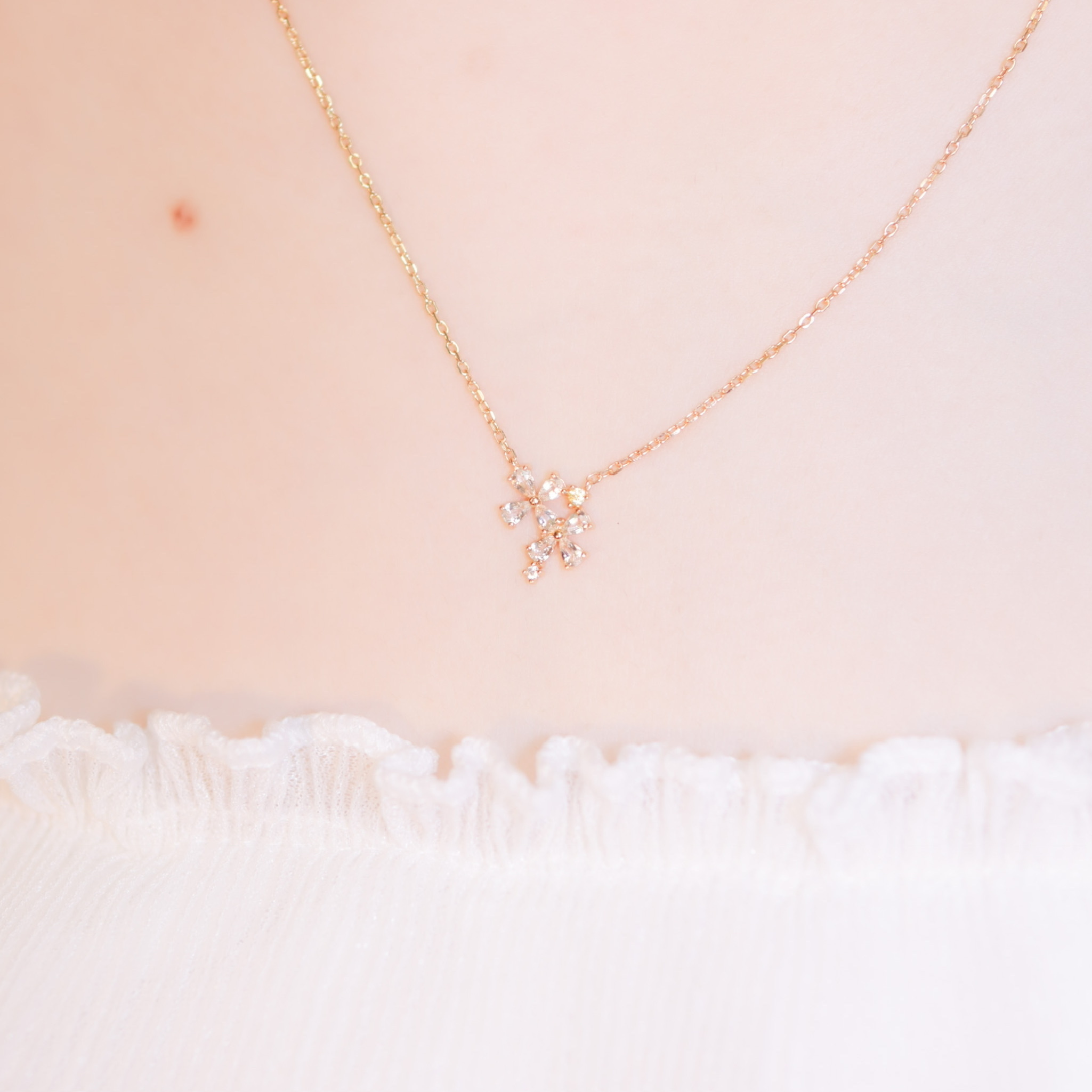 | 925 Silver・14k Gold・Pink Quartz | Sakura Forest Necklace | NE0516 |