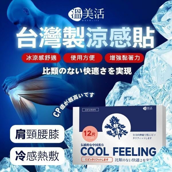 台灣溫美活薄荷舒緩精油涼感貼 1盒12片