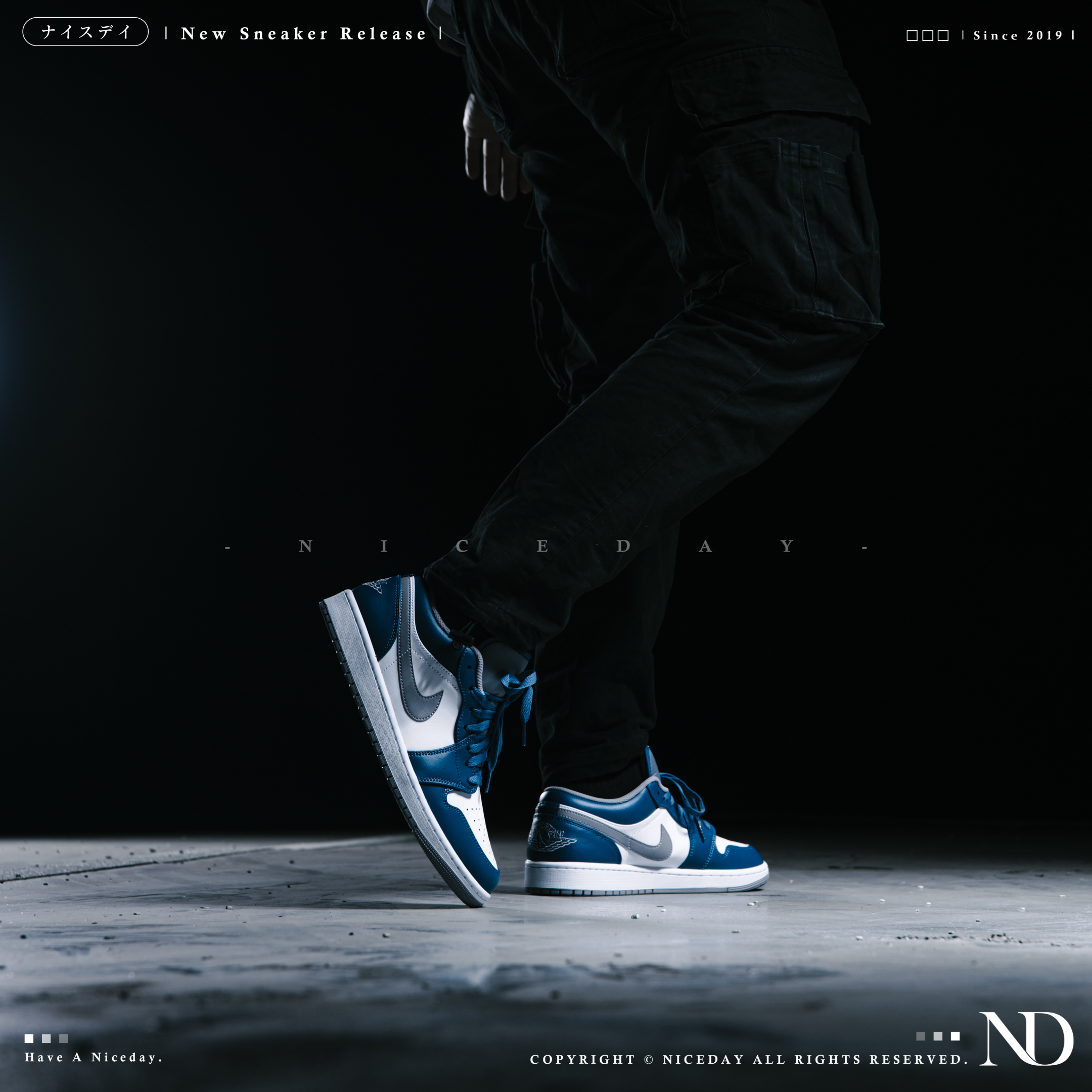 NICEDAY 現貨 Air Jordan 1 Low 午夜藍 灰藍 男女 553558-412