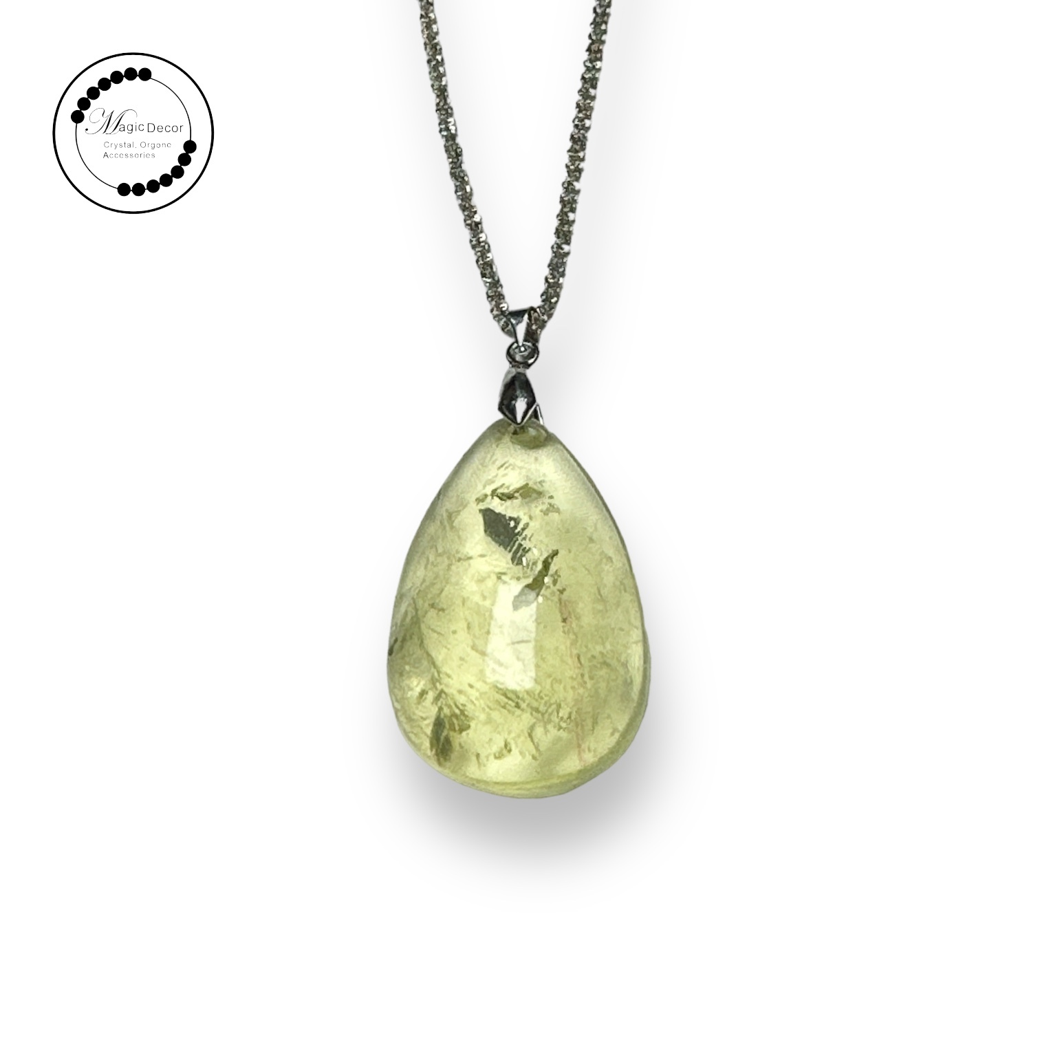 231103-b63 檸檬晶爆彩虹吊咀+45cm波浪鏈（即場售罄）