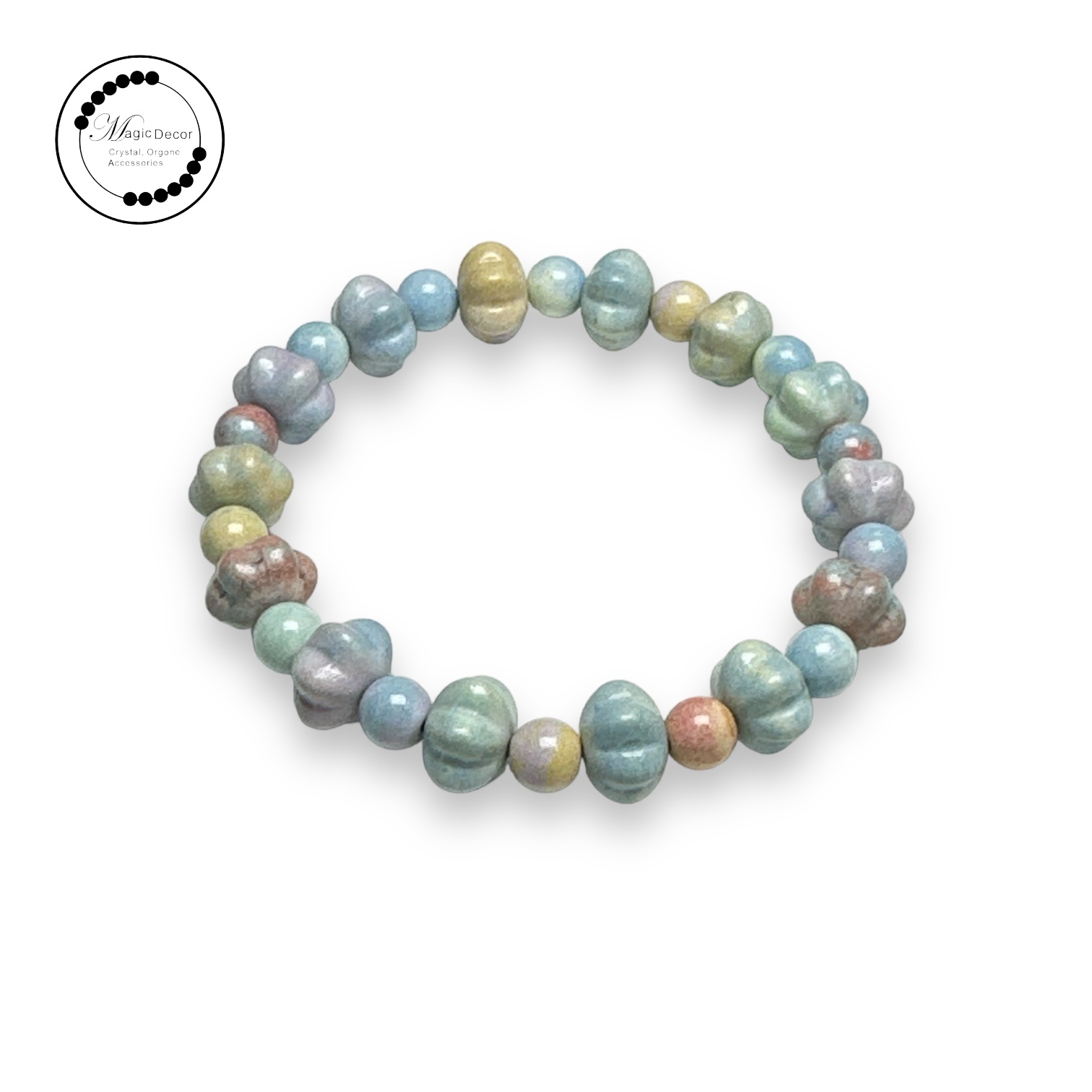 240112-b34 彩虹乖乖石南瓜珠切割手串