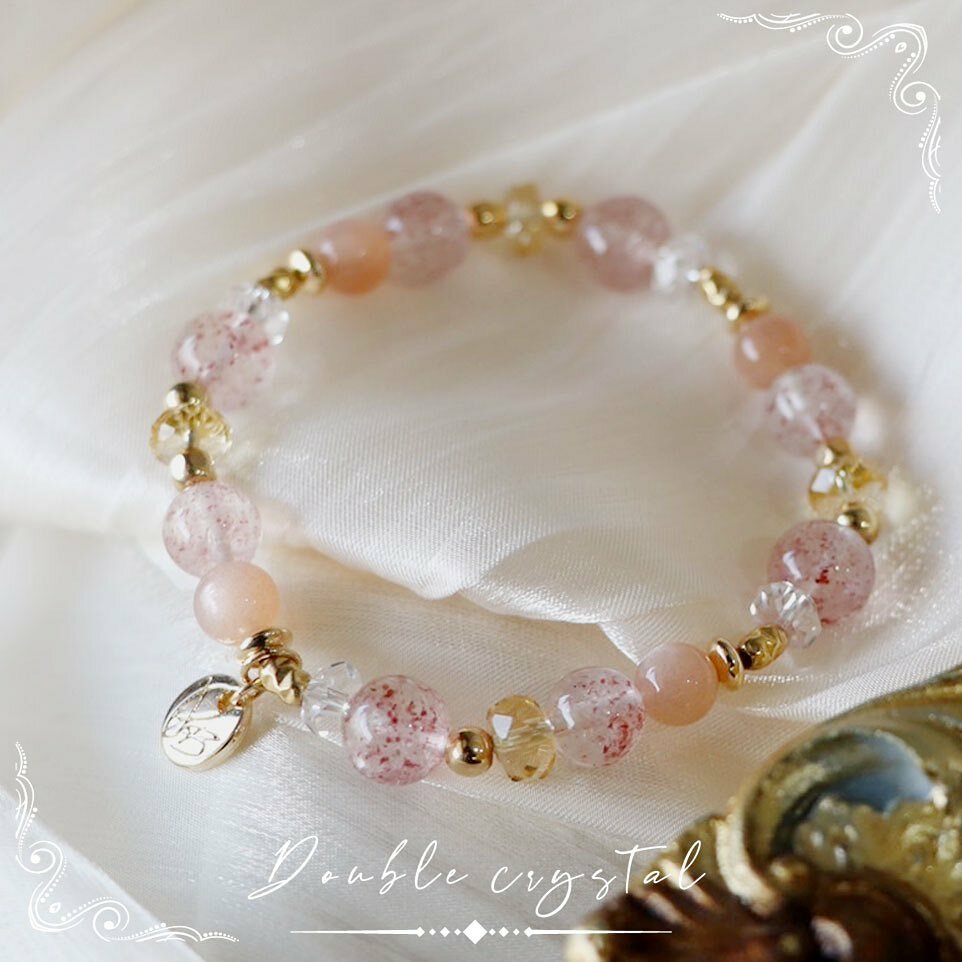 ☽◌*莓果翩翩 ／白水體草莓晶．橙月光．黃水晶