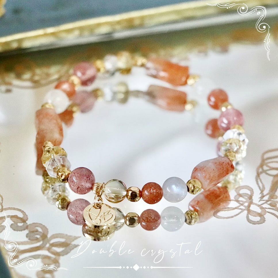 ☽◌*白桃奶蓋 ／金太陽．草莓晶．月光石