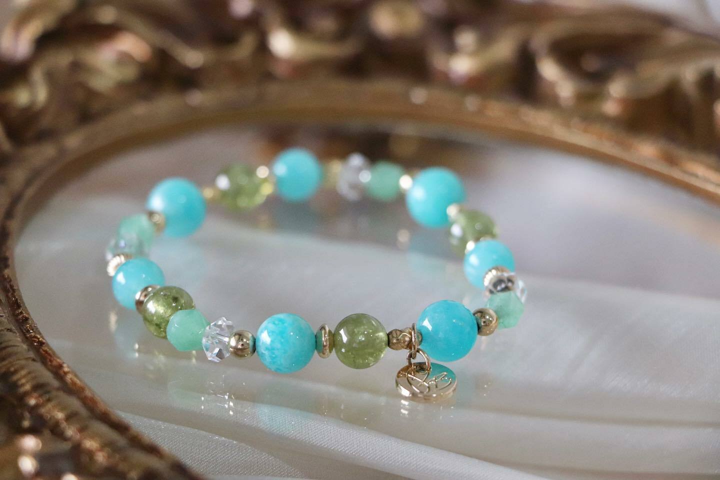 ☽◌*希波利塔／高品天河石．沙佛萊．東陵玉