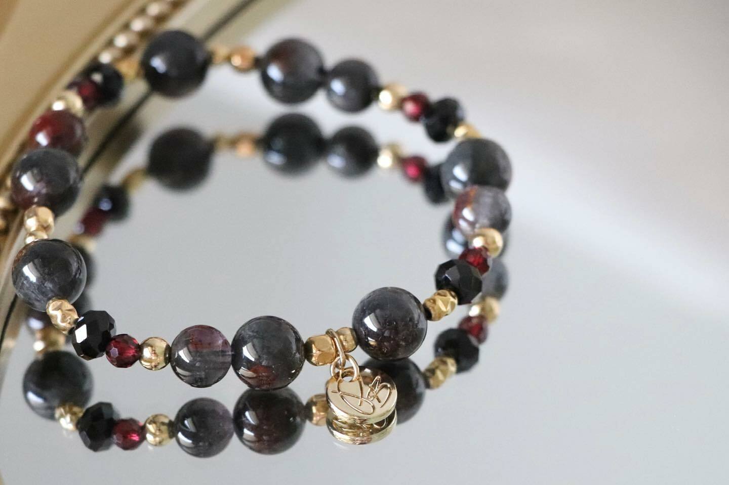 ☽◌*爵醒／黑極光．黑尖晶 ．石榴石