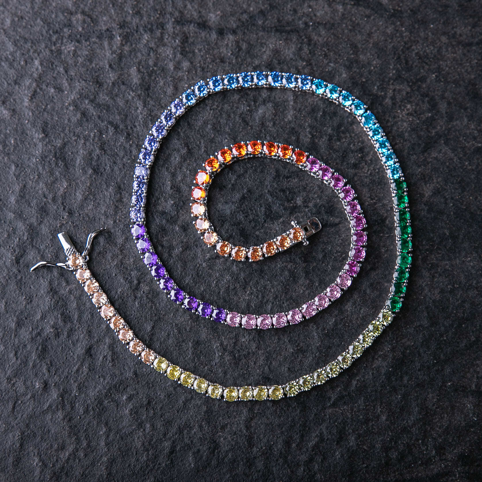 4mm單排鑽彩虹網球鍊